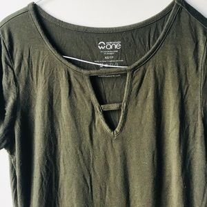 Warehouse 1 Green Lace up T shirt, ruffled